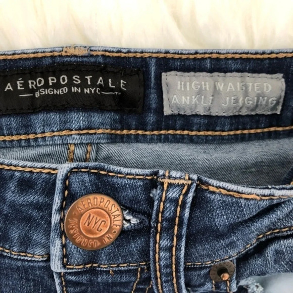 Aeropostale High Waisted Ankle Jegging Distressed - Picture 4 of 6